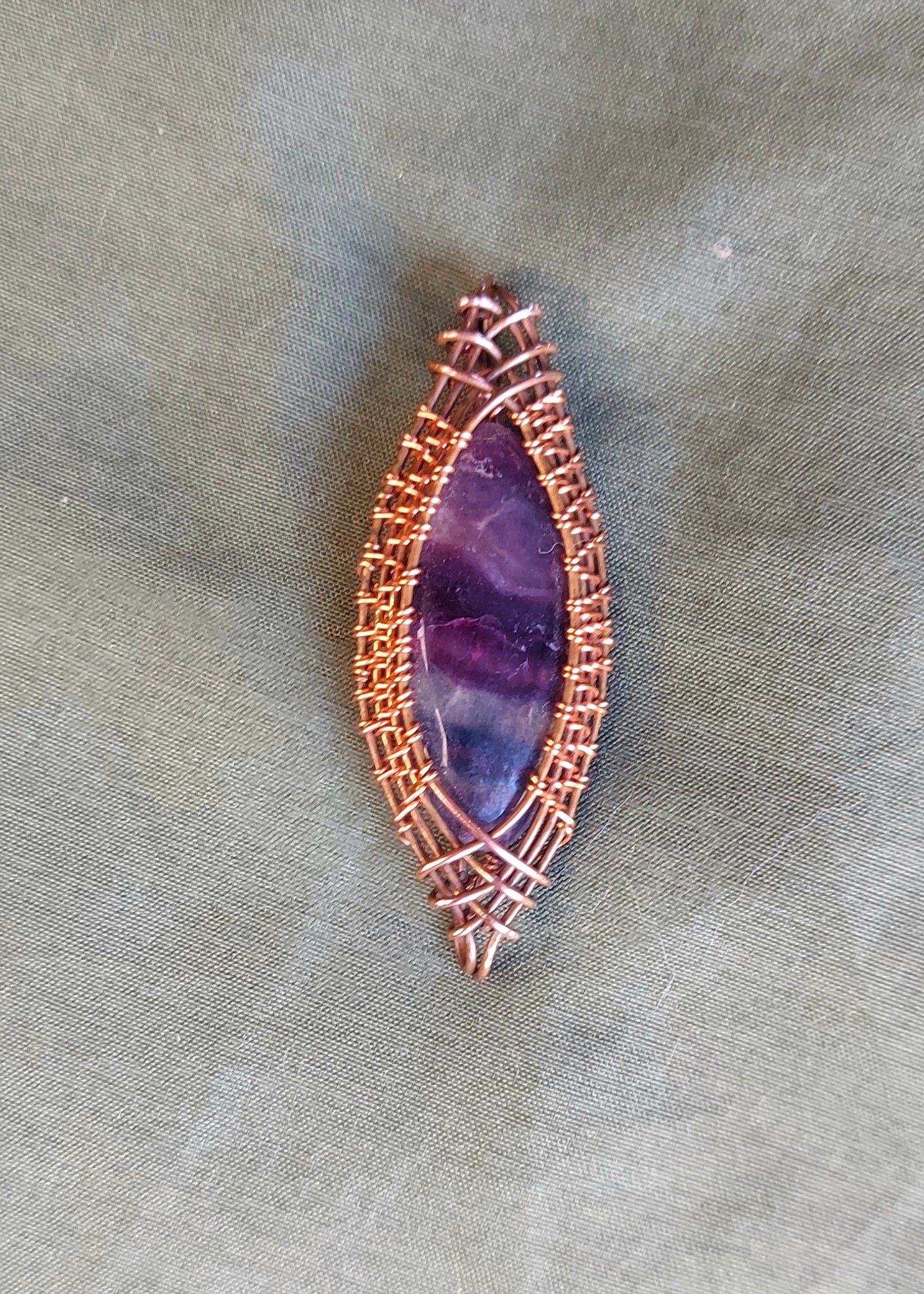 Flourite Copper Wire Wrap Pendant