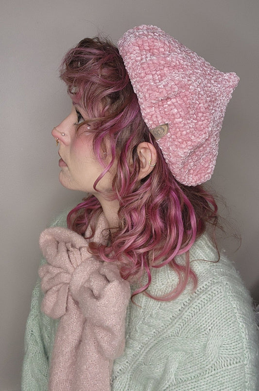 Fae Beret - Pink Velour