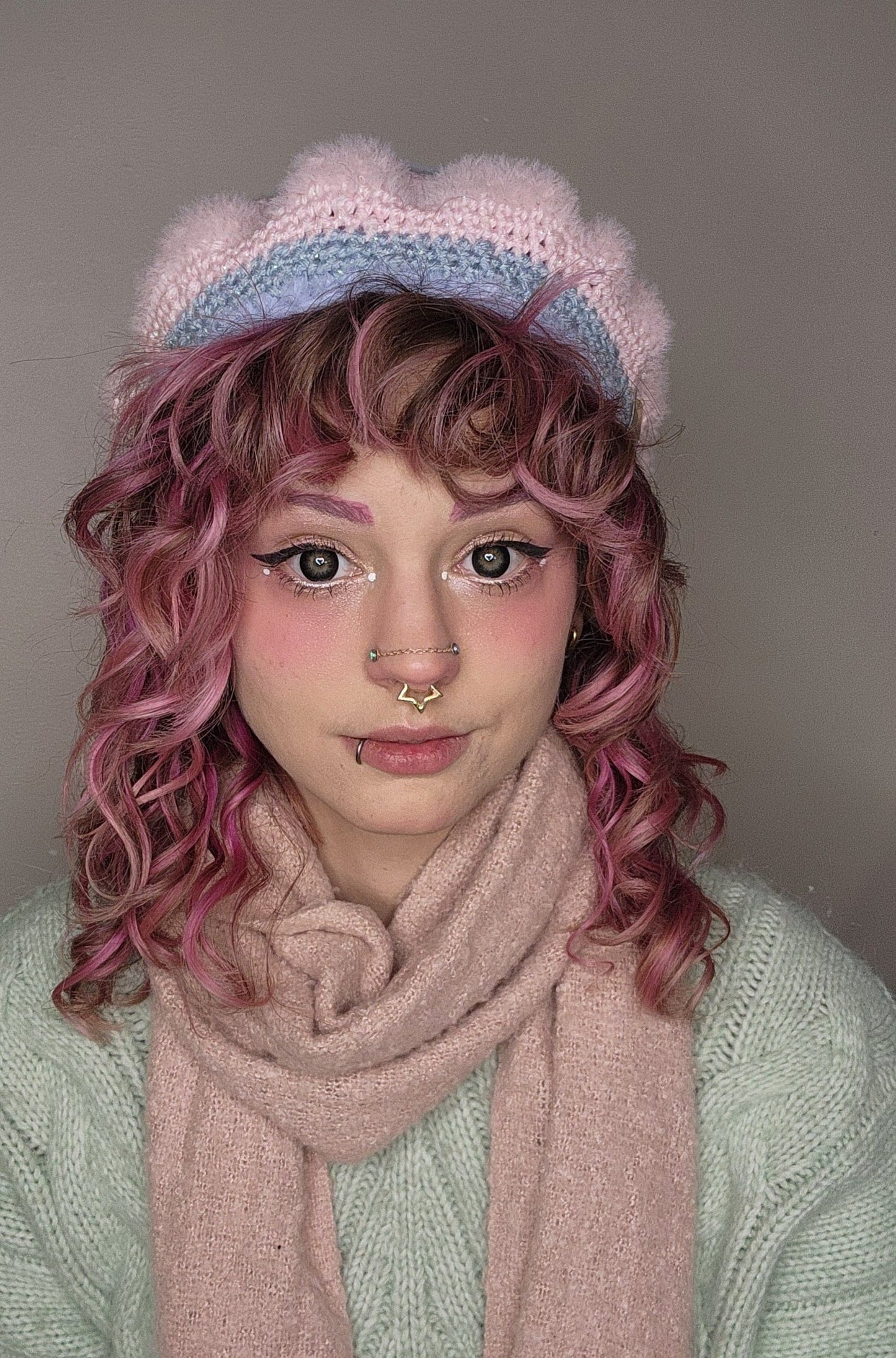 Fae Beret - PInk & Blue