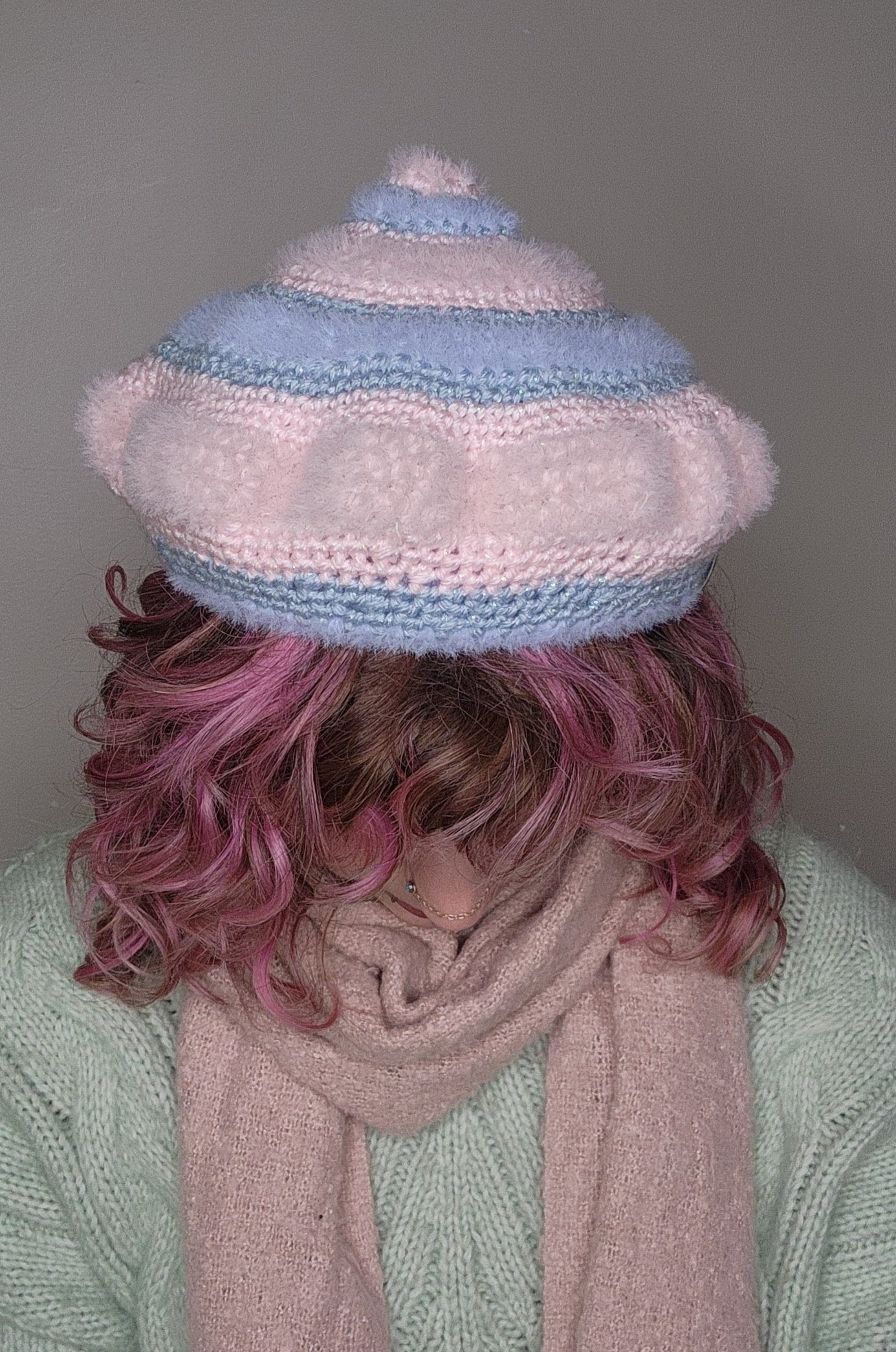 Fae Beret - PInk & Blue