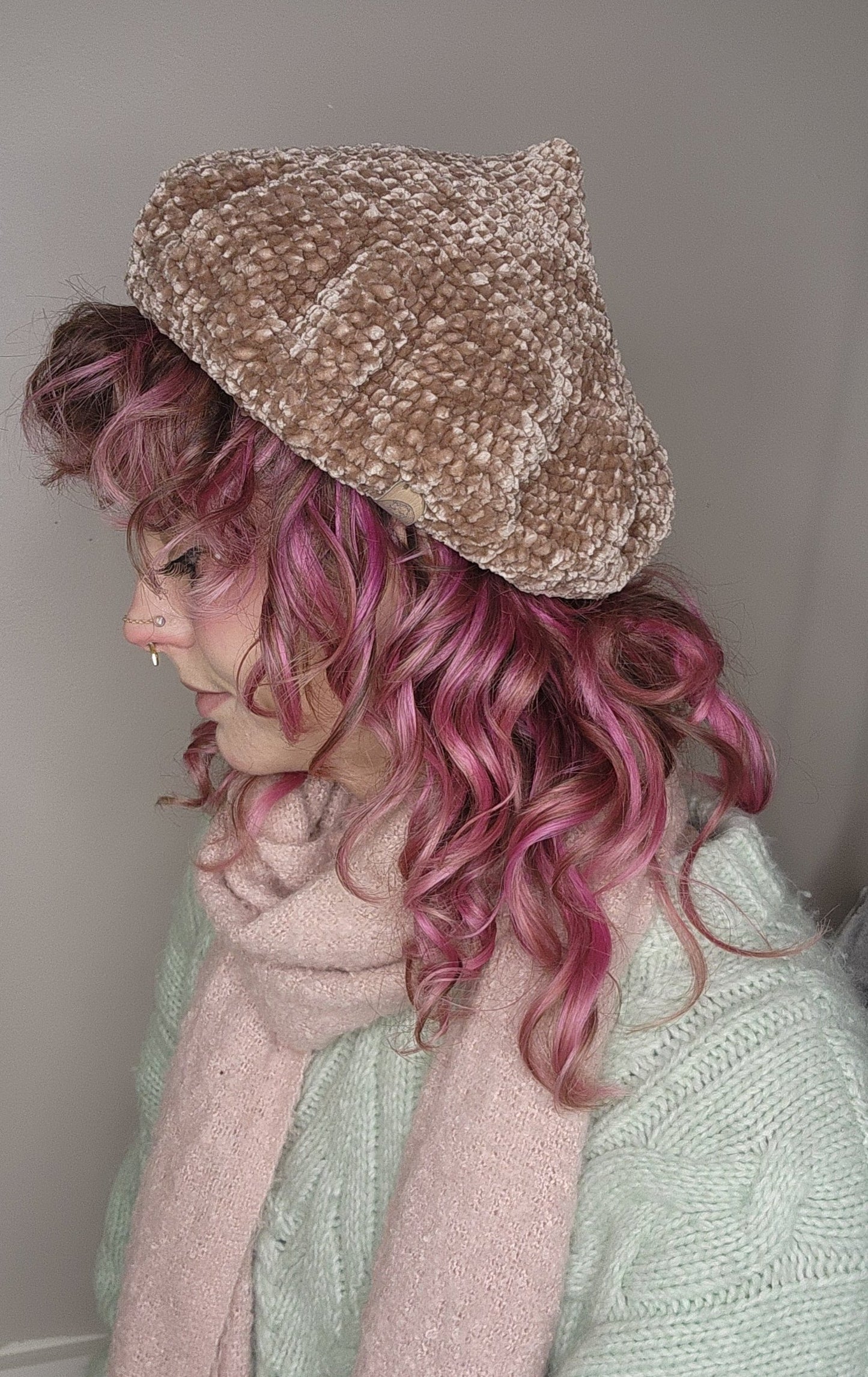 Fae Beret - Brown Velour