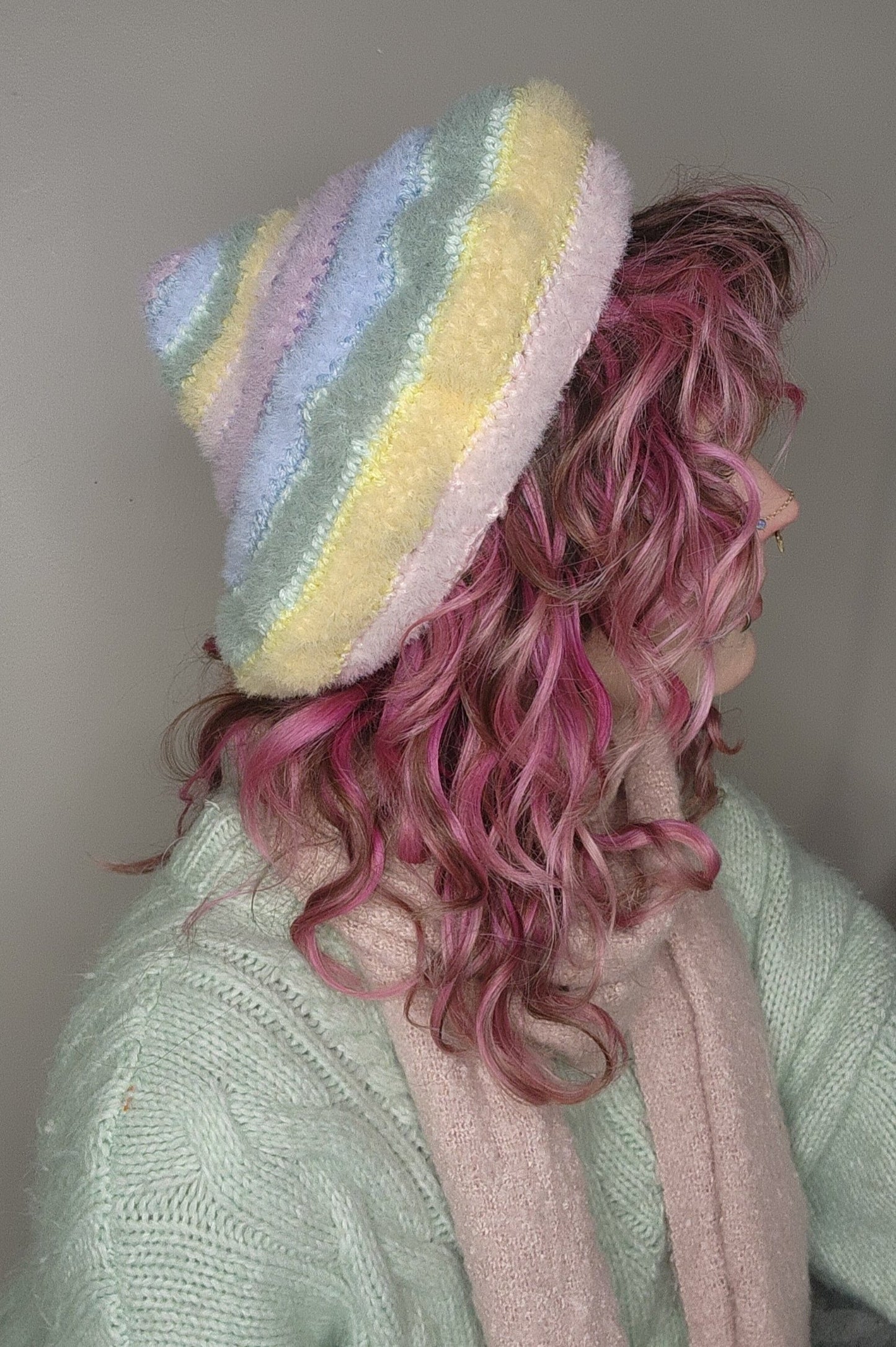 Fae Beret - Muted Rainbow