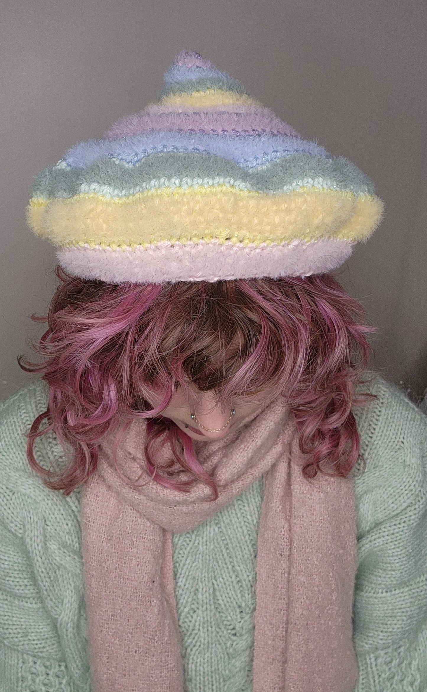 Fae Beret - Muted Rainbow