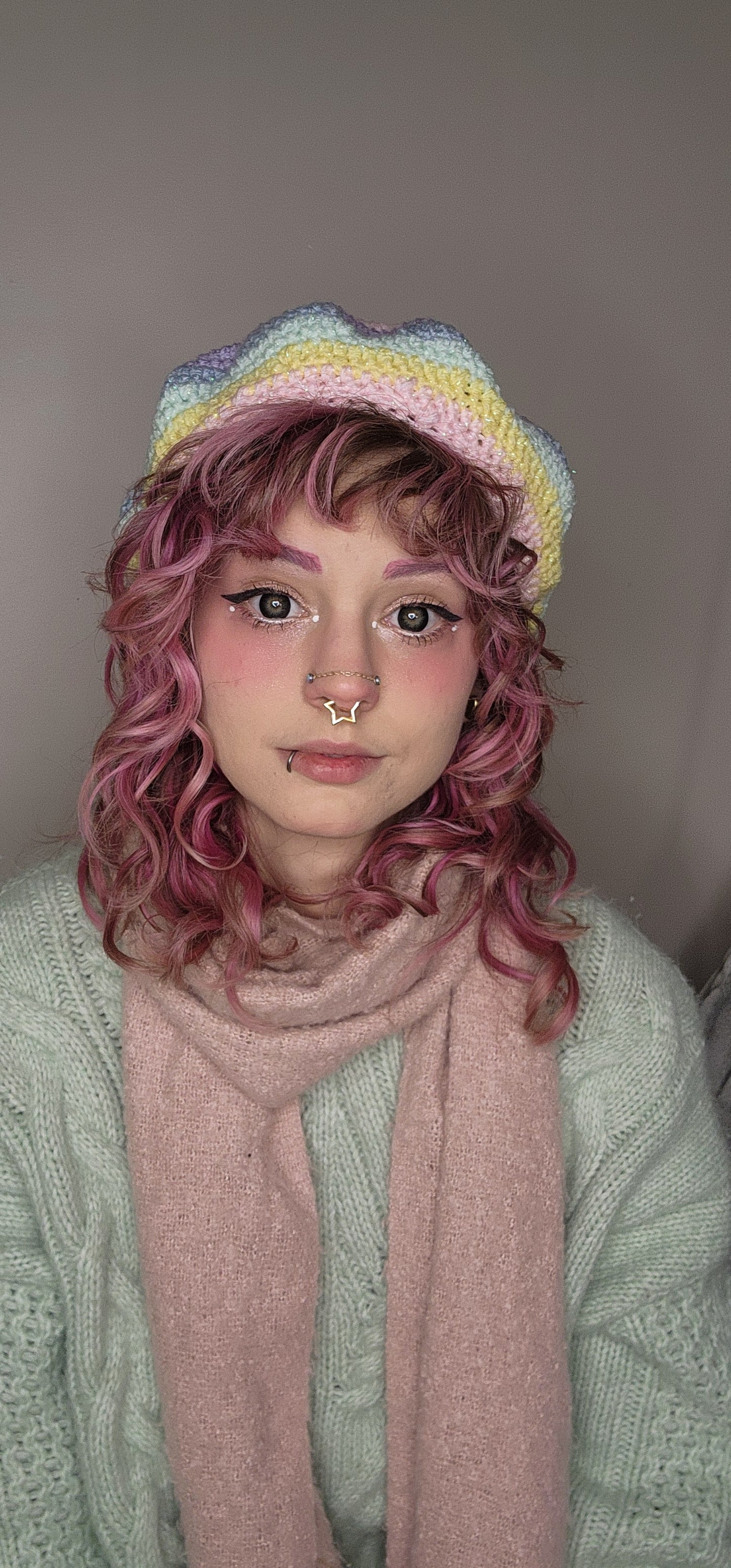 Fae Beret - Muted Rainbow