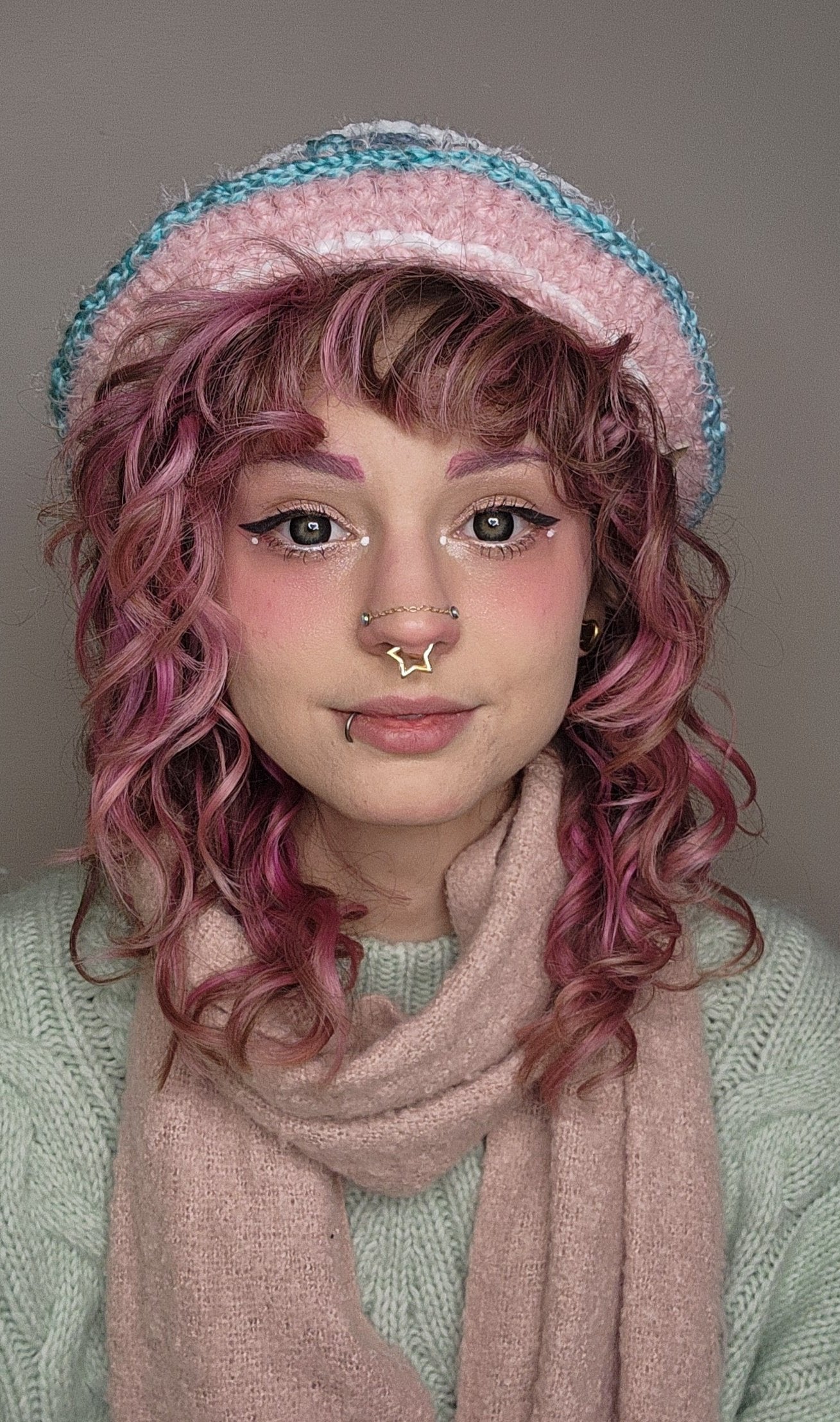 Fae Beret Prototype - Blue, Pink, & White DISCOUNTED