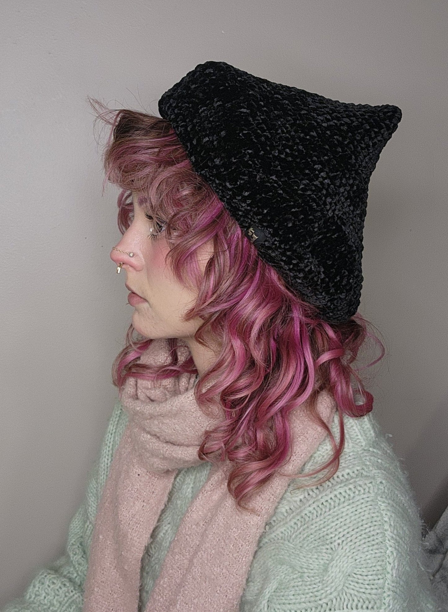 Fae Beret Prototype - Black Velour DISCOUNTED